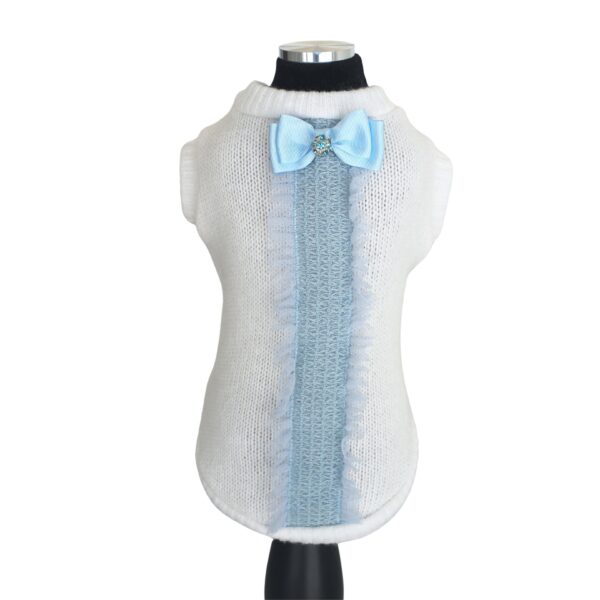 Trilly tutti Brilli maglione di angora, lana e polyamide Milisa bianco con striscia azzurro